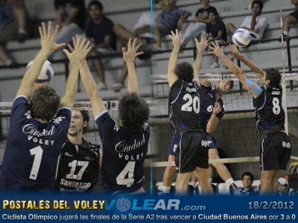 Ciclista Olímpico jugará las finales de la Serie A2 tras vencer a Ciudad por 3 a 0.