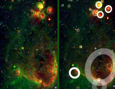 Detectan más de 5.000 ´burbujas estelares´ en la vía láctea.