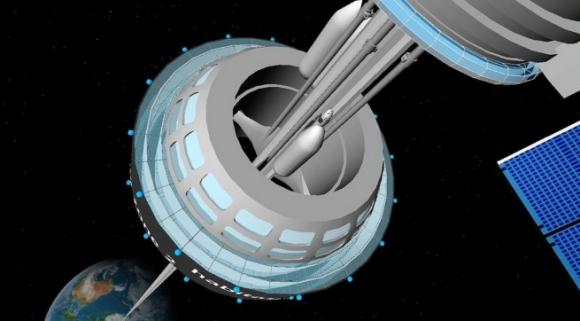 Ascensor espacial del futuro.