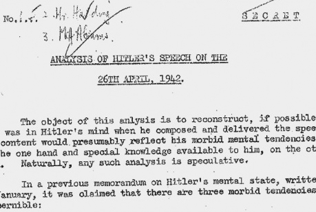 Encuentran un análisis secreto de la salud mental de Hitler