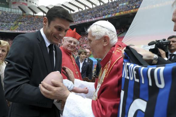 Zanetti visitó al Papa junto con su familia
