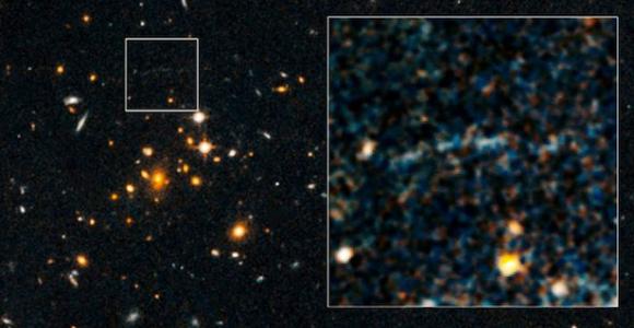 Descubren un misterioso arco de luz detrás de un distante cúmulo de galaxias