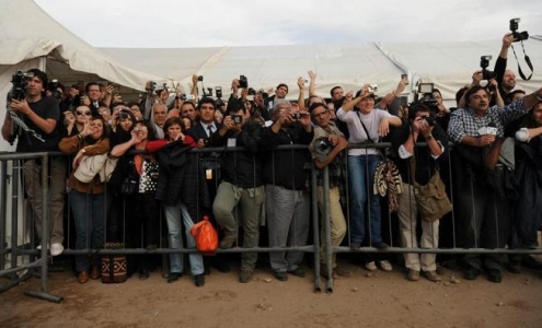 Como vacas: así cubrieron los periodistas el acto de CFK en San Luis.