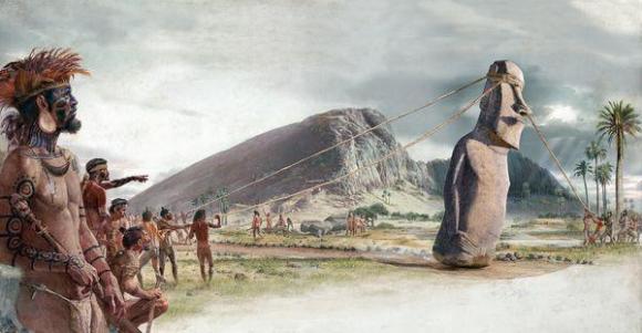 Los Moais de la Isla de Pascua caminaban... ayudados por sogas.