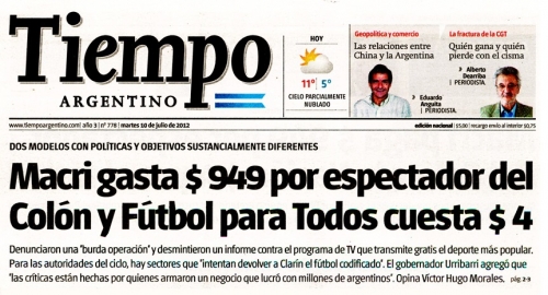 La increíble operación de prensa de Tiempo Argentino. EL MILLONARIO NEGOCIO DEL FÚTBOL PARA TODOS Y EL ENOJO K.