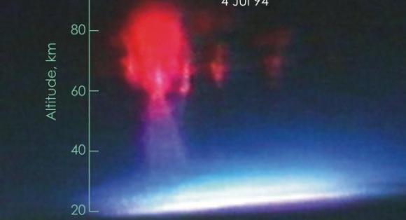 NASA estudia los rayos rojos ´sprites´ que se observan sobre las tormentas