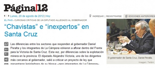 Página/12 tergiversó la historia para defender a diputados de La Cámpora. SANTA CRUZ: DE FALACIAS Y MAL PERIODISMO