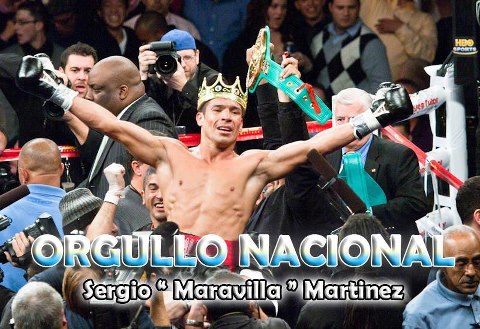 ¨Maravilla¨ Martínez, Campeón Mundial. Derrotó por puntos y en fallo unánime al mexicano Julio César Chávez Jr. Vea aquí la pelea completa.