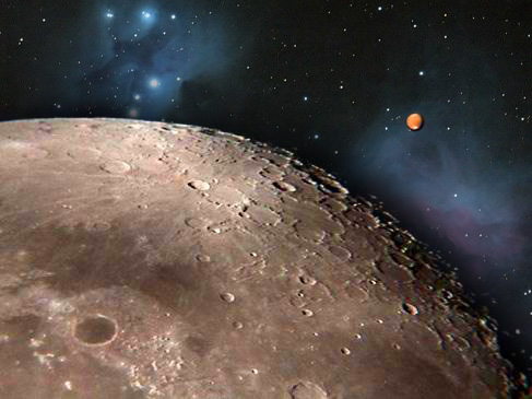 La Luna y Marte se observarán juntos al anochecer