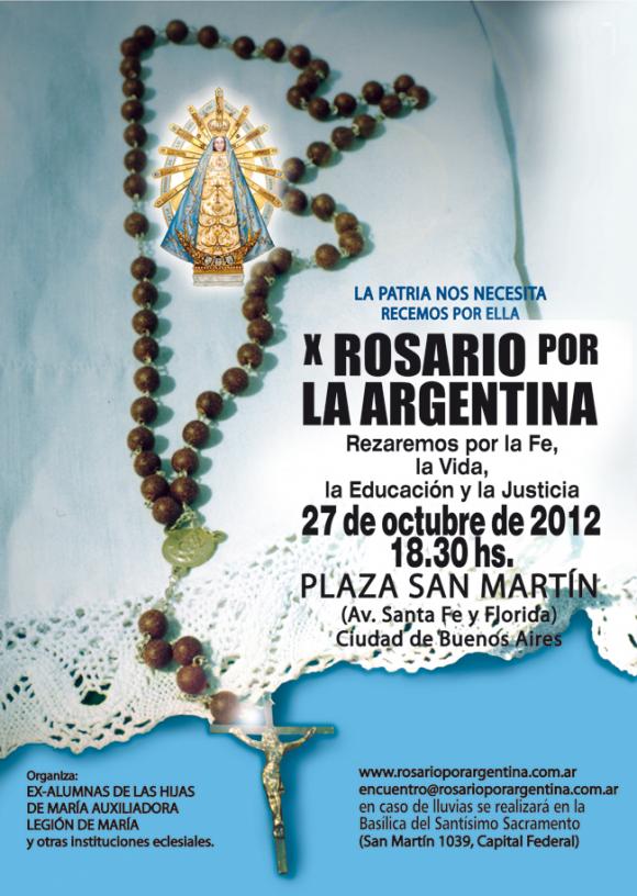 Sábado 27 de octubre: X Rosario por la Argentina en la Plaza San Martín, Ciudad de Buenos Aires