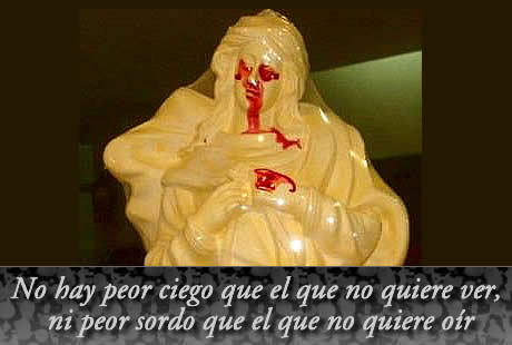 Una virgen que llora sangre conmociona a Salto Grande