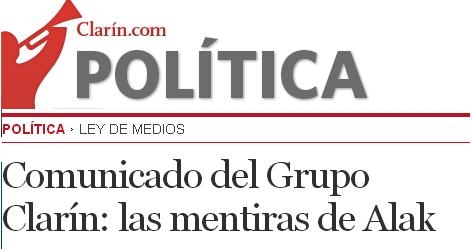 “Las mentiras de Alak”: dura respuesta de Clarín al Ministro de Justicia. CON UN COMUNICADO EL GRUPO INTENTA REFUTAR AL KIRCHNERISMO.