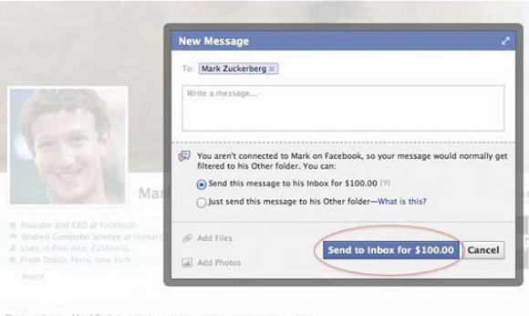 100 dólares es el precio por mandar un mensaje de Facebook a un famoso