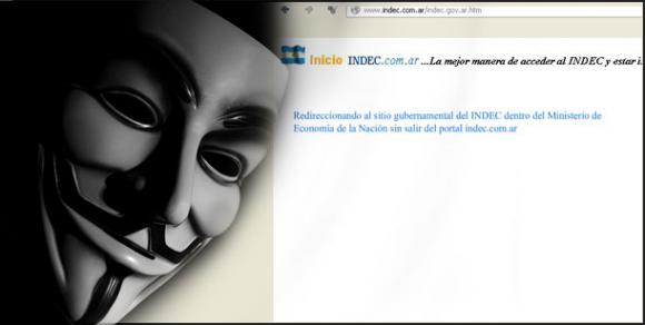 Por ¨mentir¨, Anonymous hackeó el sitio web del Indec a modo de castigo
