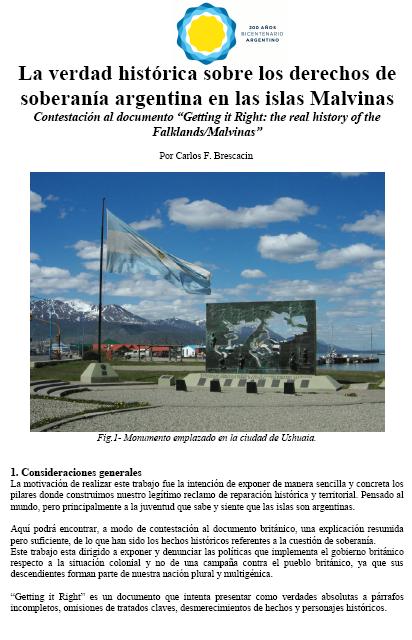 Documento histórico sobre las Islas Malvinas