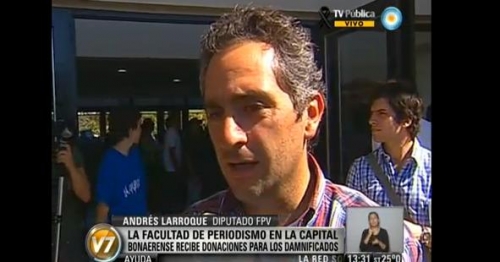 Insólita patoteada del “Cuervo” Larroque a periodista de la TV Pública. PECHERAS DE LA CÁMPORA PARA DONACIONES PARTICULARES.