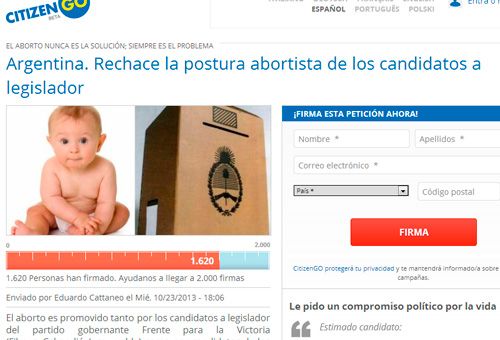 Piden comprometerse con la vida y contra el aborto a candidatos a Congreso de Argentina