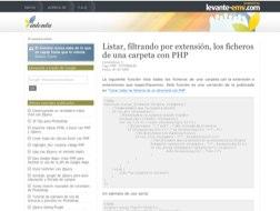 Listar, filtrando por extensión, los ficheros de una carpeta con php