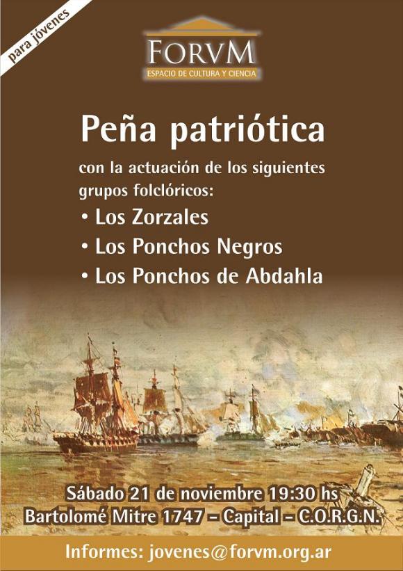 Peña patriótica, con la actuación de los siguientes grupos folclóricos 