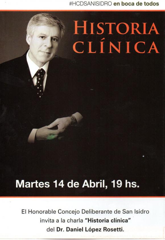 El Dr. Daniel López Rosetti presentará en San Isidro su libro “Historia Clínica” 