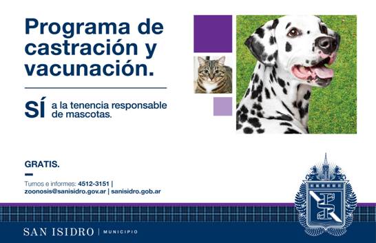 SAN ISIDRO: Castración y vacunación gratuita de mascotas en enero 