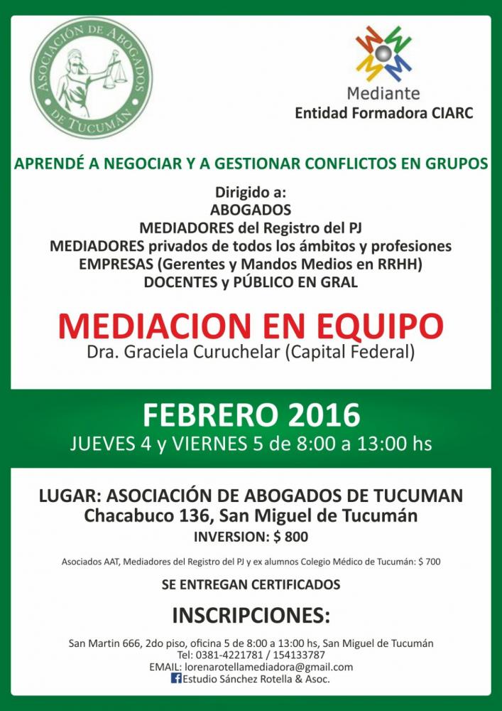 MEDIACION EN EQUIPO EN TUCUMAN