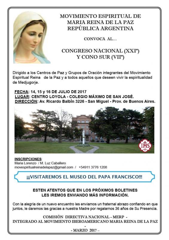 Invitación al CONGRESO NACIONAL (XXIº) Y CONO SUR (VIIº)