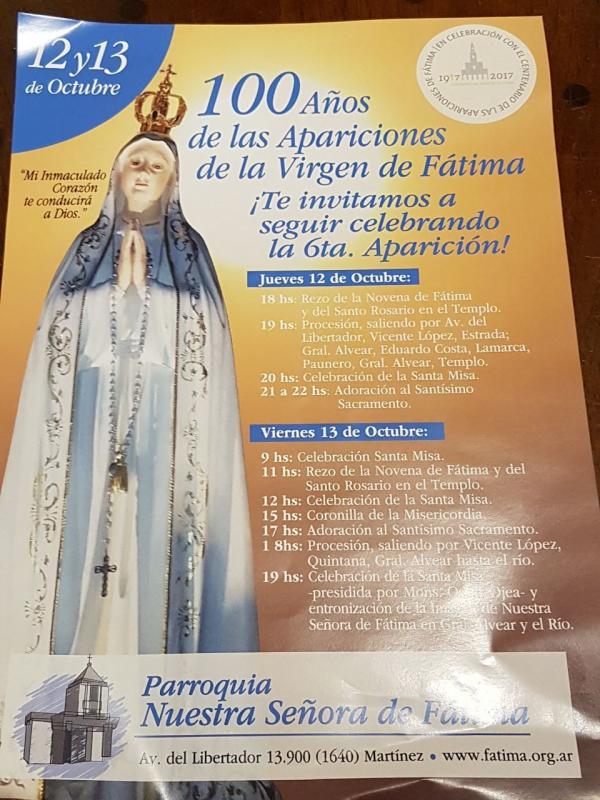 100 años de las apariciones de Fátima: Te invitamos a celebrarlo este 12 y 13 de Octubre