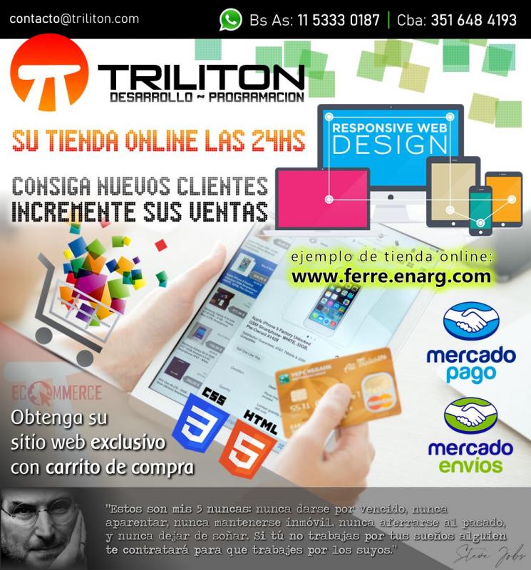 Tienda Online. Desarrollo de Carrito de Compra para vender por internet todos sus productos y/o servicios.