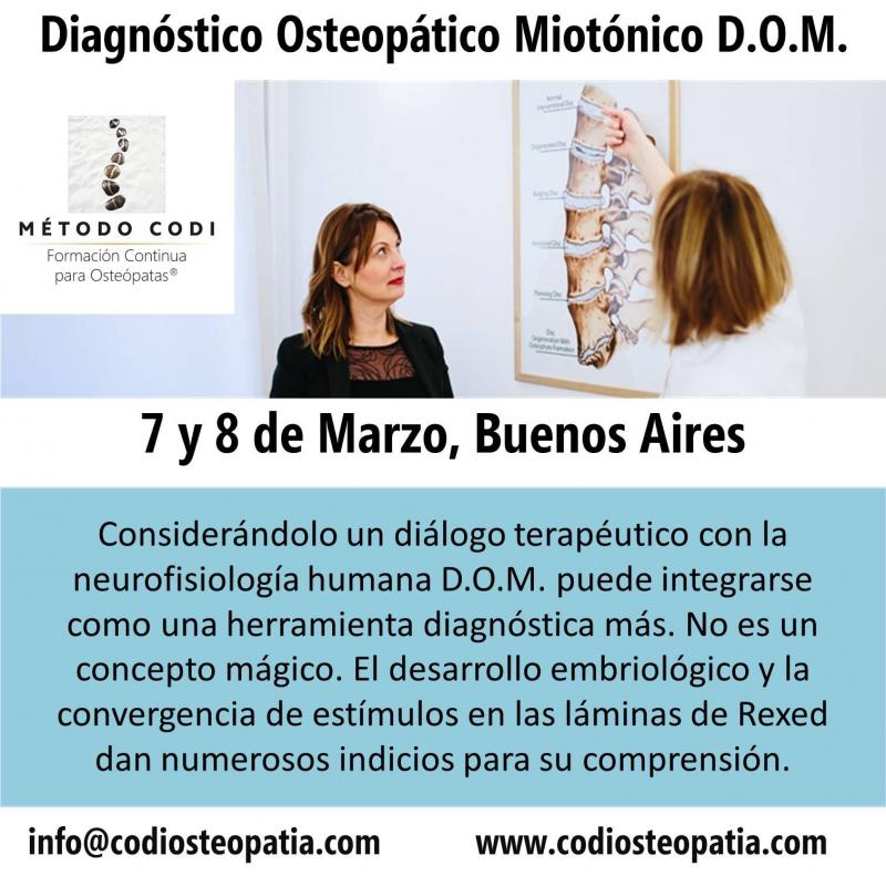 Diagnóstico Osteopático Miotónico D.O.M.©, 7 y 8 de Marzo 2020, BUENOS AIRES