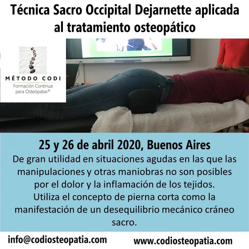 Técnica Sacro Occipital de Dejarnette aplicada al tratamiento osteopático, 25 y 26 de Abril de 2020, BUENOS AIRES