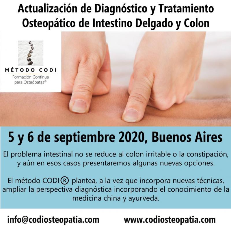Actualización y Diagnóstico Osteopático de Intestino Delgado y Colon, 5 y 6 de Septiembre 2020, BUENOS AIRES
