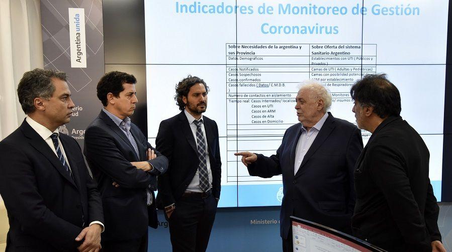 Ginés González García, Santiago Cafiero y Wado de Pedro recorrieron la sala de situación de COVID-19
