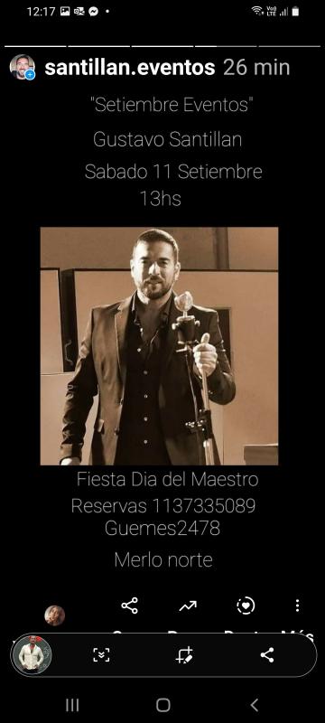 SHOW GUSTAVO SANTILLAN EN ¨ SETIEMBRE EVENTOS¨ SABADO 11 SETIEMBRE