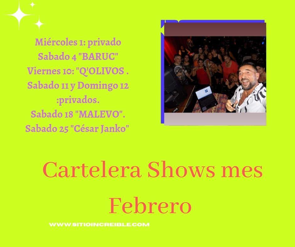 CARTELERA SHOWS MES FEBRERO