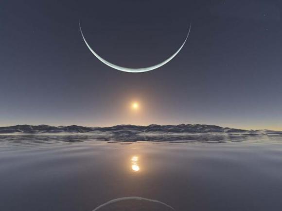 Sol y luna de noche en el polo norte!