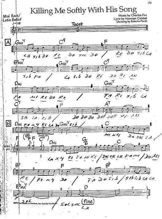 Killing me softly with his song (Partitura Saxo Alto)