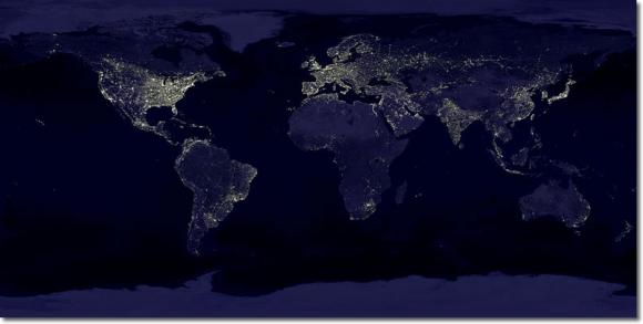 Impresionante vista de la tierra de noche
