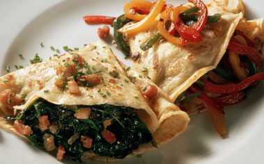Tortillas con hongos y espinaca
