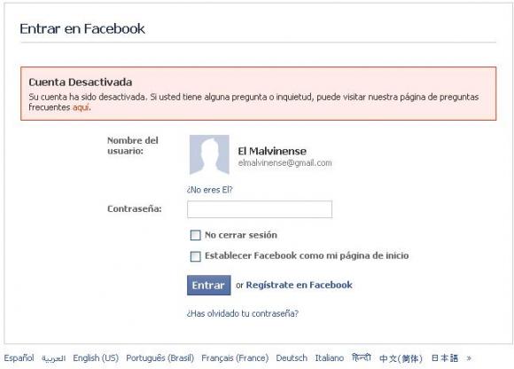 FACEBOOK CENSURA AL DIARIO EL MALVINENSE
