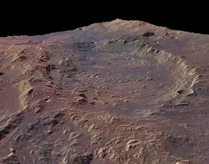 Un cráter de Marte, el gran lago de la superficie marciana cuando había agua.