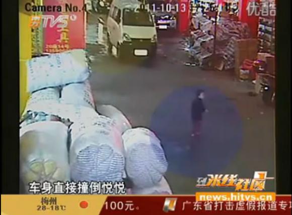 Niña china de dos años atropellada dos veces y nadie la ayuda (Video)