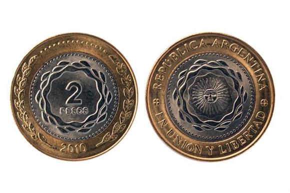 Las nuevas monedas de 2 pesos circularán desde el lunes