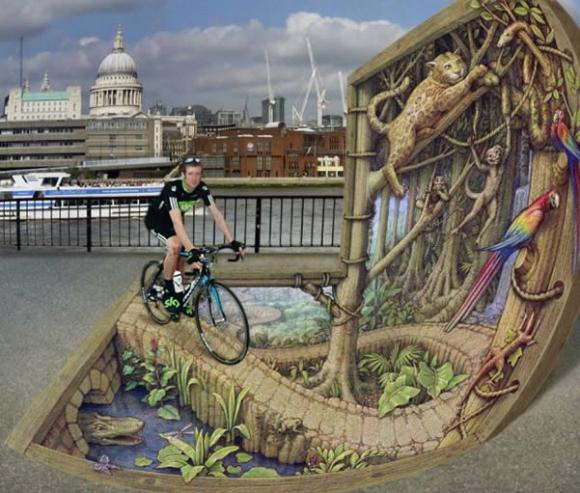 Imágenes en 3D en las calles por el artista Kurt Wenner